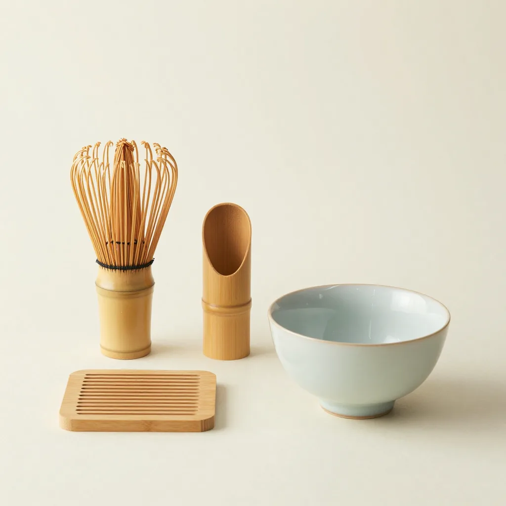 A complete matcha starter set laid out