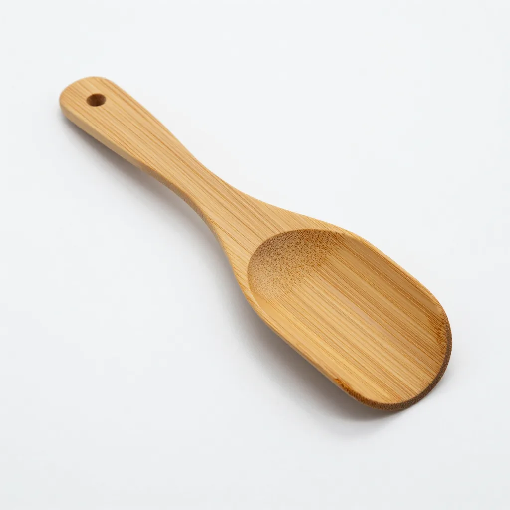 A curved bamboo matcha scoop